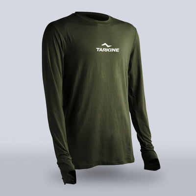 Men's Tarkine Long Sleeve Ultra-Eco Run Tee (Dark Green/Standard Thickness) - Premium  from TARKINE SPORT - Just $79.95! Shop now at TARKINE RUNNING